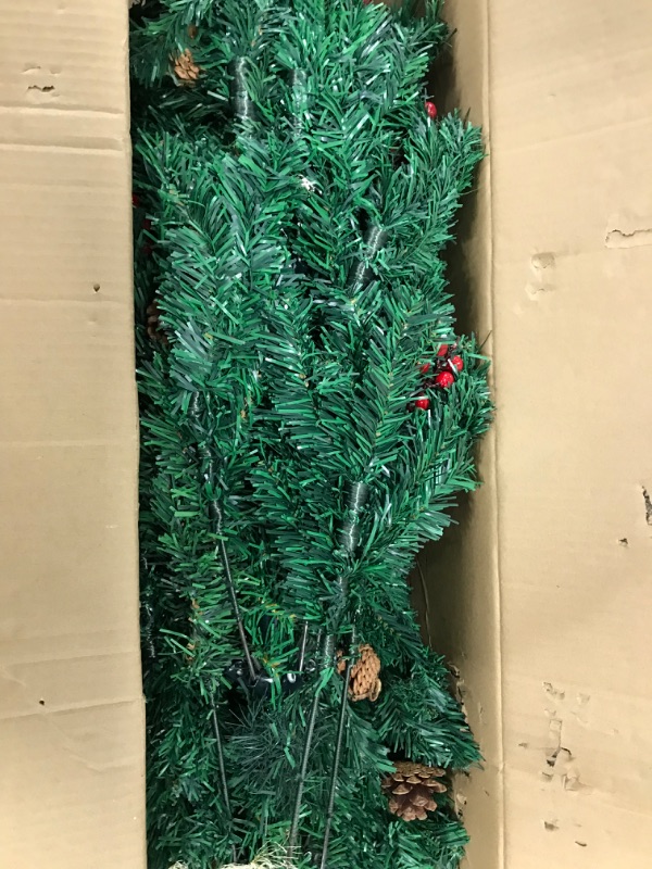 Photo 2 of 6Ft Premium Christmas Tree with 850 Branch Tips - Artificial Christmas Tree, 29 Pine Cones, 29 Berries with Metal Stand, Lightweight and Easy to Assemble