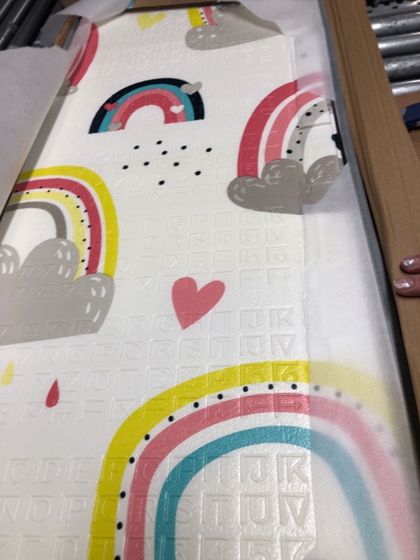 Photo 1 of Baby Play Mat, 71x79 Inches Foldable Play Mat, Non-Toxic Waterproof Playmat for Babies and Toddlers Kids, Reversible Baby Crawling Mat for Indoor & Outdoor, Foam Play Mat for Baby Rainbow