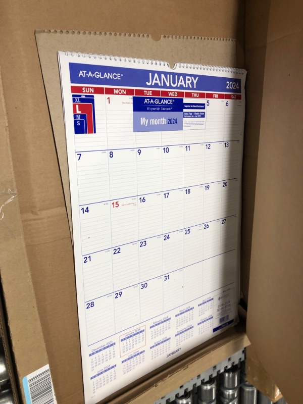 Photo 2 of AT-A-GLANCE 2024 Wall Calendar, 15-1/2" x 22-3/4", Large, Monthly, Wirebound (PM32824)