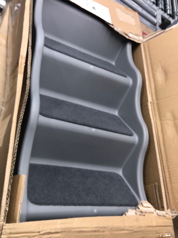 Photo 2 of Amazon Basics Foldable Steps for Dogs and Cats, Grey 14.6"X22.75"X19.5" Foldable Grey