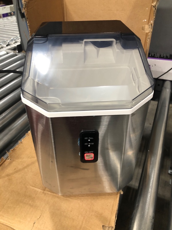 Photo 1 of COWSAR Nugget Ice Maker Countertop, Chewable Nugget Ice Cubes Machine, Quick Ice Making 34Lbs/Day, Self-Cleaning, Portable Stainless Steel Ice Machine for Home Kitchen Office Party 34Lbs/24H Stainless Steel Silver 1