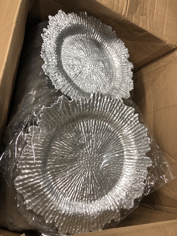Photo 2 of 13" Reef Plastic Charger Plates - Premium - Quality Plastic Plate - Decorative Plate - Silver Charger Plate - Decoration Charger Plates
