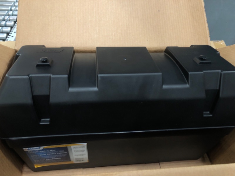 Photo 2 of Camco Heavy Duty Double Battery Box with Straps and Hardware - Group GC2 | Safely Stores RV, Automotive, and Marine Batteries | Measures Inside 21-1/2" x 7-3/8" x 11-3/16" | (55375) Frustration Free Packaging Double Battery Box