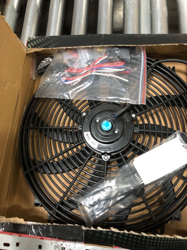 Photo 1 of BLACKHORSE-RACING 16" 16 inch Electric Radiator Fan High 3000 + CFM Thermostat Wiring Switch Relay Kit Black