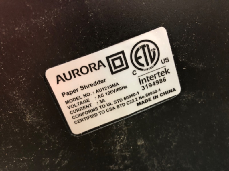 Photo 4 of Aurora AU1210MA Professional Grade High Security 12-Sheet Micro-Cut Paper/ CD and Credit Card/ 60 Minutes Continuous Run Time Shredder