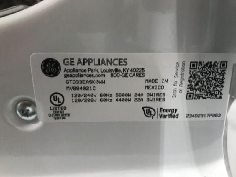 Photo 4 of GE 7.2-cu ft Electric Dryer (White)
