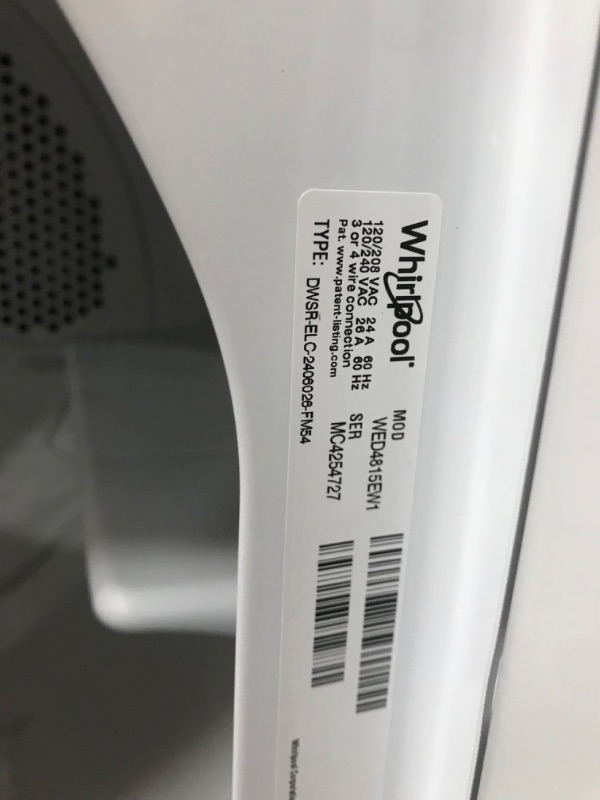 Photo 7 of Whirlpool 7-cu ft Electric Dryer (White)
