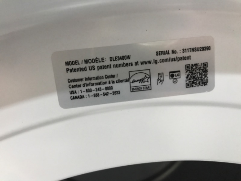 Photo 6 of LG 7.4-cu ft Stackable Electric Dryer (White) ENERGY STAR
