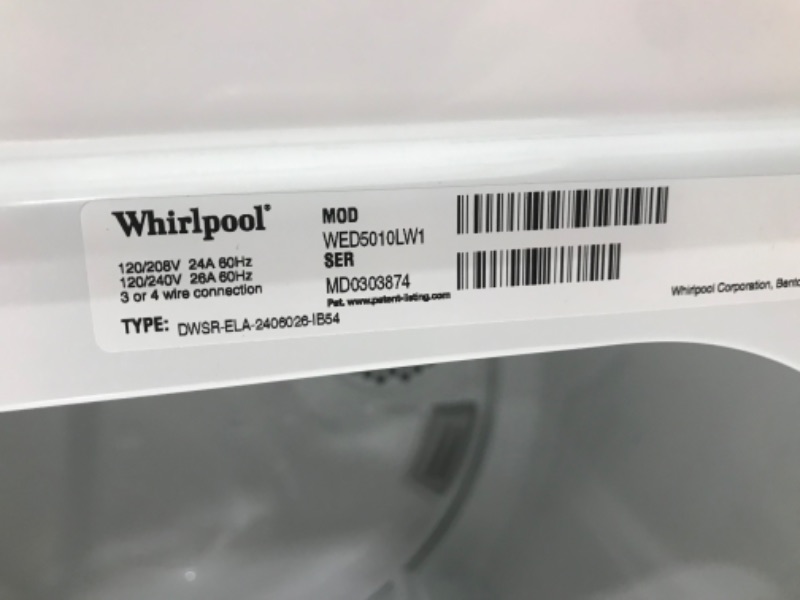 Photo 6 of Whirlpool 7-cu ft Electric Dryer (White)
