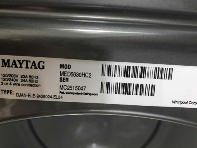 Photo 4 of Maytag 7.3-cu ft Stackable Electric Dryer (Metallic Slate) ENERGY STAR
