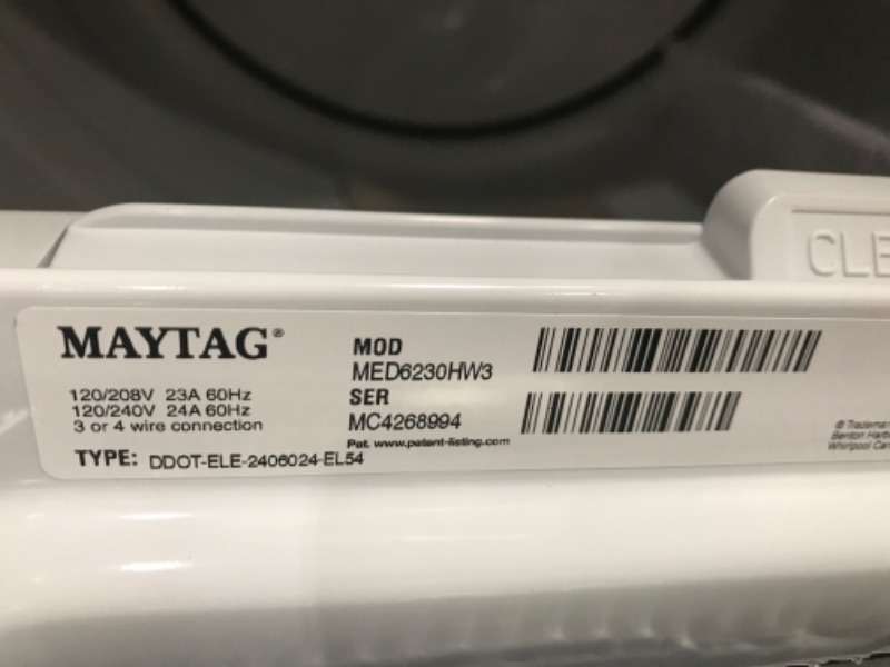 Photo 1 of Maytag SMART Capable 7.4-cu ft Smart Electric Dryer (White)
