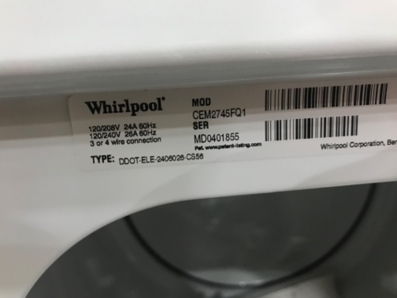 Photo 9 of Whirlpool Commercial 7.4-cu ft Coin-Operated Electric Commercial Dryer (White)
