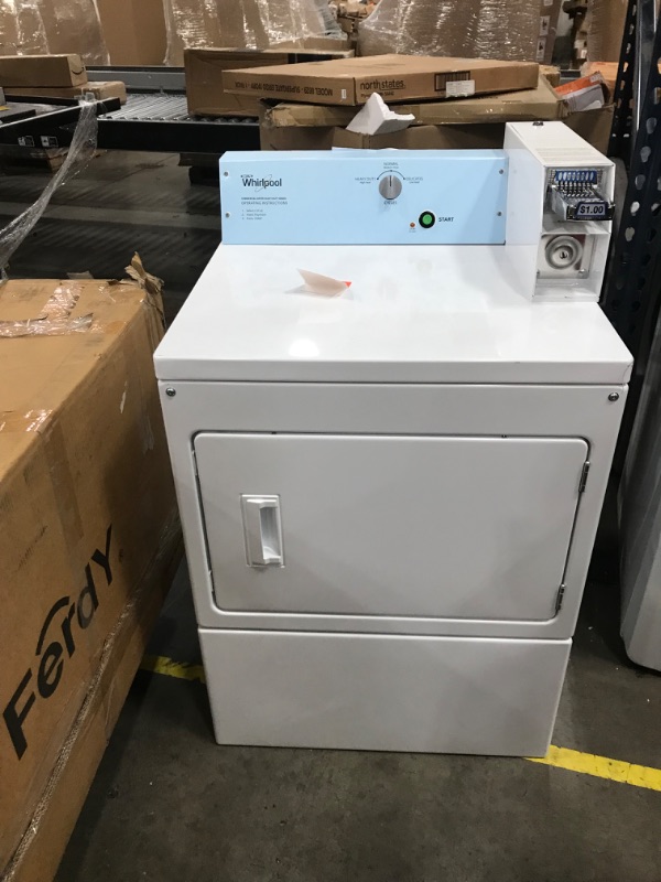 Photo 2 of Whirlpool Commercial 7.4-cu ft Coin-Operated Electric Commercial Dryer (White)
