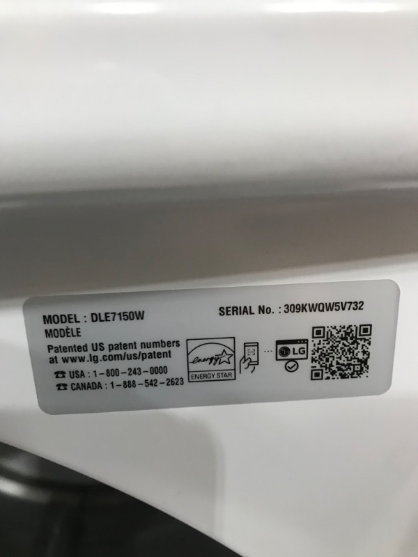 Photo 6 of LG 7.3-cu ft Electric Dryer (White) ENERGY STAR
