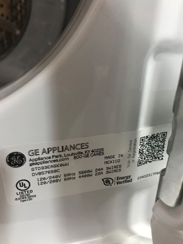 Photo 4 of GE 7.2-cu ft Electric Dryer (White)
