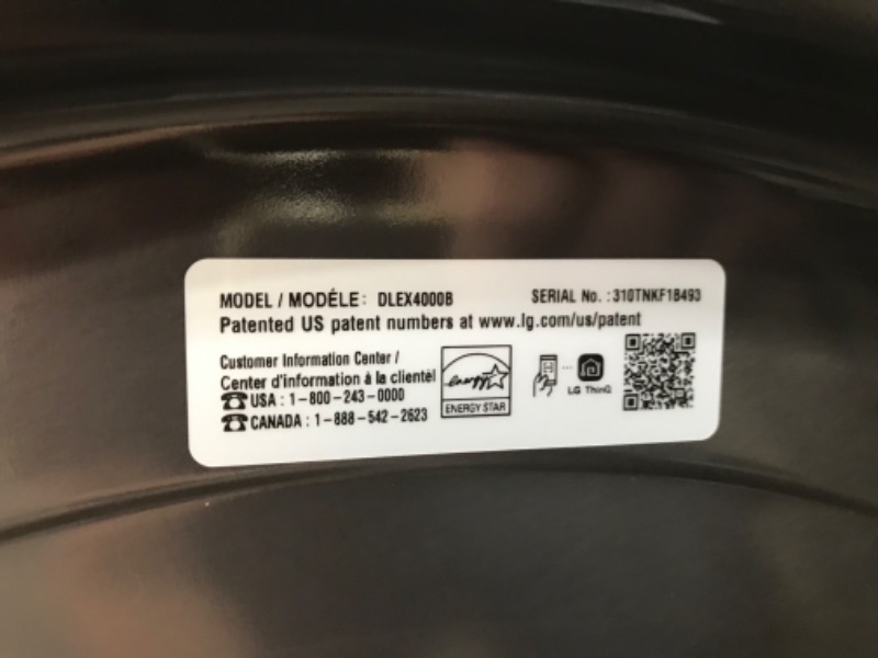 Photo 5 of LG True Steam 7.4-cu ft Stackable Steam Cycle Smart Electric Dryer (Black Steel) ENERGY STAR
