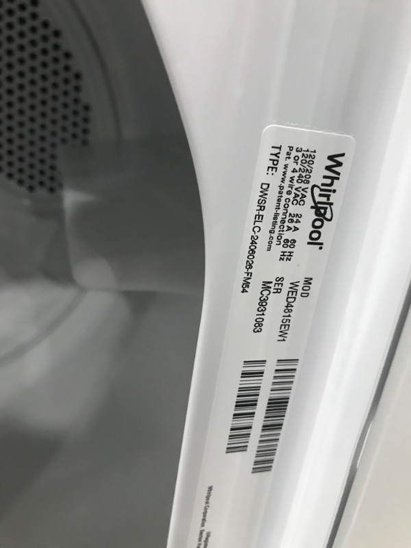 Photo 4 of Whirlpool 7-cu ft Electric Dryer (White)
