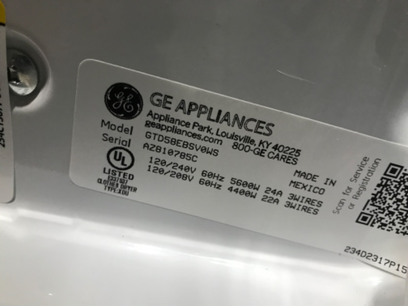 Photo 5 of GE 7.4-cu ft Electric Dryer (White)
