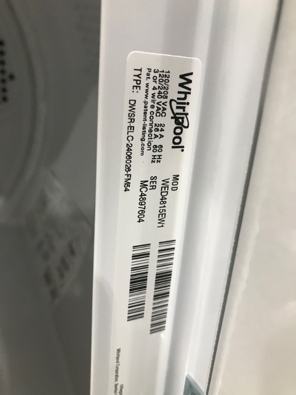 Photo 4 of Whirlpool 7-cu ft Electric Dryer (White)
