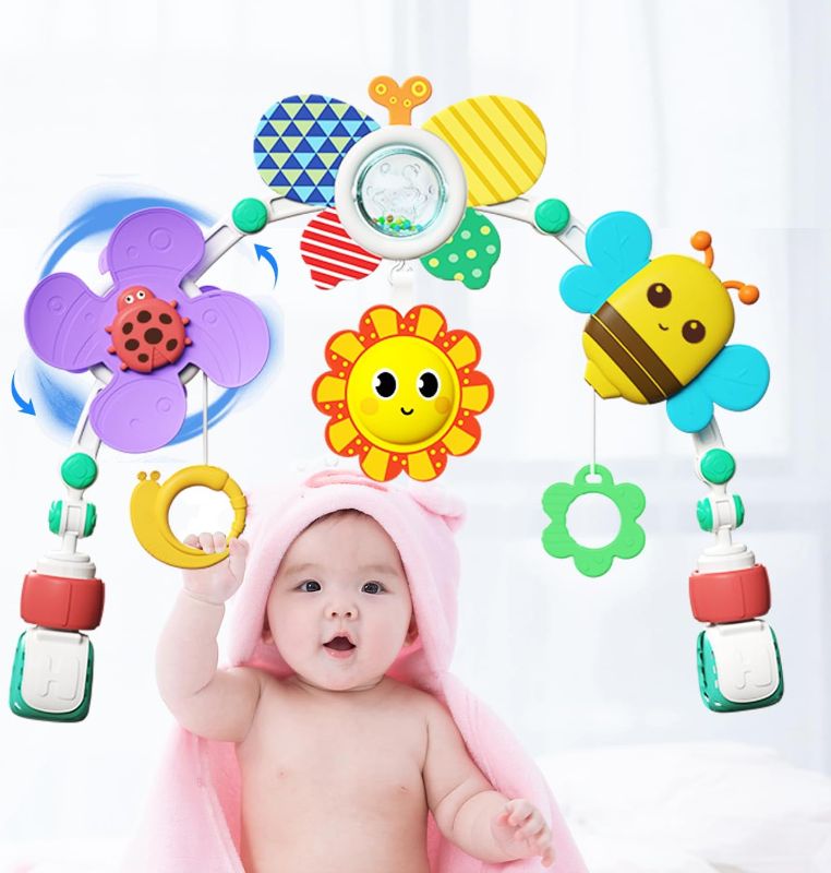 Photo 1 of Baby Stroller Arch Toys- Car Seat Toys Adjustable Mobile Activity Arch with Sound Toys,Crib Bouncer Bassinet Toys for Newborn Baby Boy Girl Gifts,Baby Toys 0-3-6-9 Months
