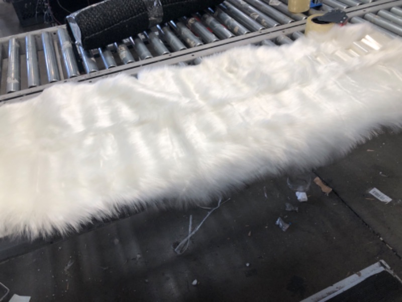 Photo 1 of 2' x 6' White Fluffy Rug