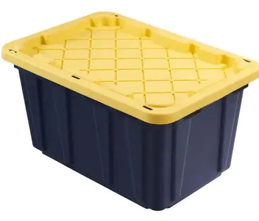 Photo 1 of **LIDS NOT INCLUDED**  Pack of 5- HDX 27 Gal. Tough Storage Tote in Black with Yellow Lid