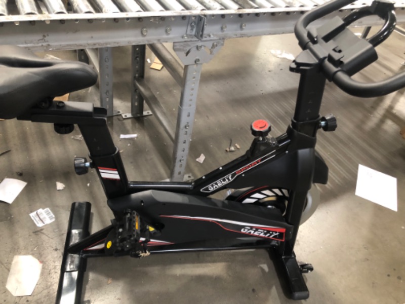 Photo 1 of **MISSING THE LCD MONITOR**   Exercise Bike-Stationary Bikes Indoor Cycling Bike, Spin Bike Belt Drive Indoor Exercise Bike with LCD Monitor and Comfortable Seat Cushion Black Red