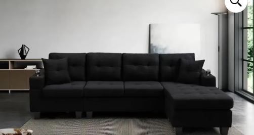 Photo 1 of **ONLY BOX 2/2**  MEGA Right Sectional Sofa with Footrest, Convertible Corner Sofa with Armrest Storage, Living Room and Apartment Sectional Sofa, Right Chaise Longue and Grey