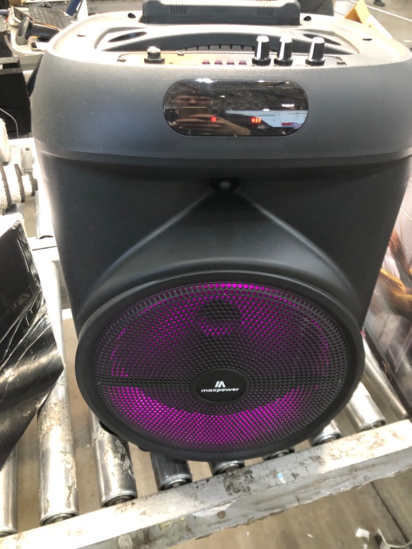 Photo 2 of Max Power DJ Speaker - MPD1223-ROAR Portable Sound System -Bluetooth Multi LED Light Speaker Set Perfect for Indoor and Outdoor - PA Speaker System with Remote, Microphone and Speaker Stand