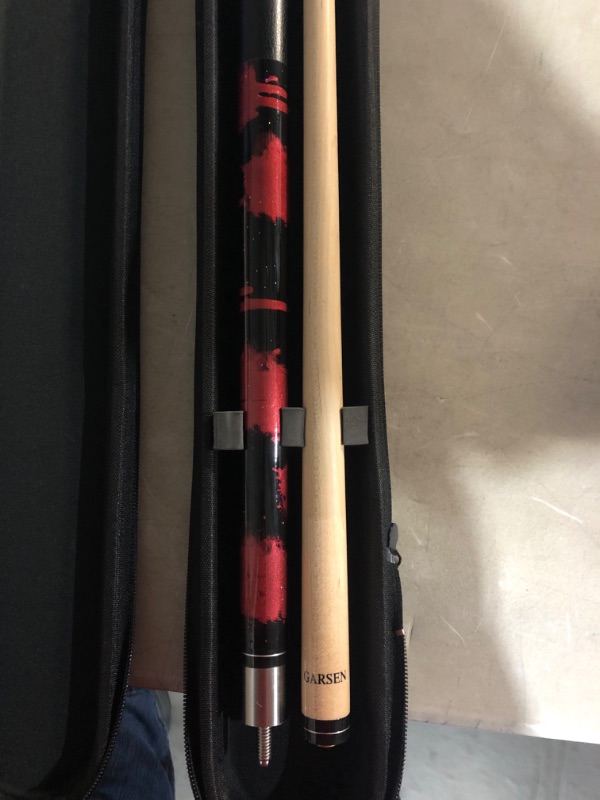 Photo 4 of **ONLY THE POOL STICK AND CASE**NO TIP ON CUE**  
GARSEN Hardwood Two-Piece 57" Cue & Case Billiards Combo Red/Black