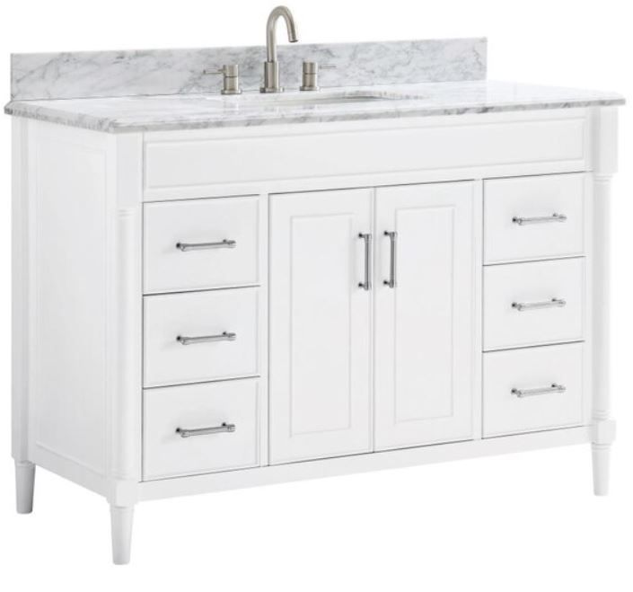 Photo 1 of allen + roth Perrella 49-in White Undermount Single Sink Bathroom Vanity with Carrera White Natural Marble Top-tem #1083174 |Model #17031-VS49-WT
