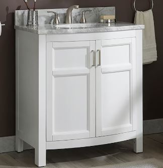Photo 1 of allen + roth Moravia 30-in White Undermount Single Sink Bathroom Vanity with Carrara Natural Marble Top
