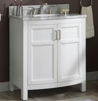 Photo 1 of allen + roth Moravia 36-in White Undermount Single Sink Bathroom Vanity with Carrara Natural Marble Top
