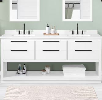 Photo 1 of Origin 21 Beecham 72-in White Undermount Double Sink Bathroom Vanity with White Engineered Stone Top