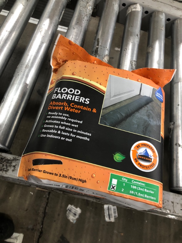 Photo 2 of **ONLY BAG ON LEFT**  Quick Dam QD65-2 5' Barrier Water Flood Dam Bags, 2 Pack, Black & QD1224-2 Water Activated Flood Bags (2 Pack), Black, 2 Count 2 Pack Flood Barrier + Bags