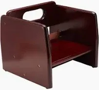 Photo 1 of Winco CHB-703 Single Height Booster Seat W/ Waist & Chair Strap - Wood, Mahogany, Waist and Chair Straps, Brown
