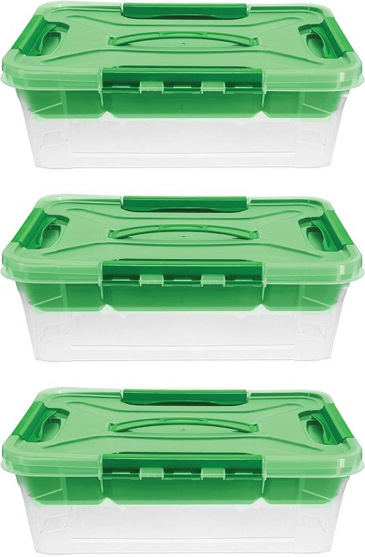 Photo 1 of Home+Solutions 3 Piece Container Set - Small Stone Plastic Containers, 15.35”x11.42”x5” Each
