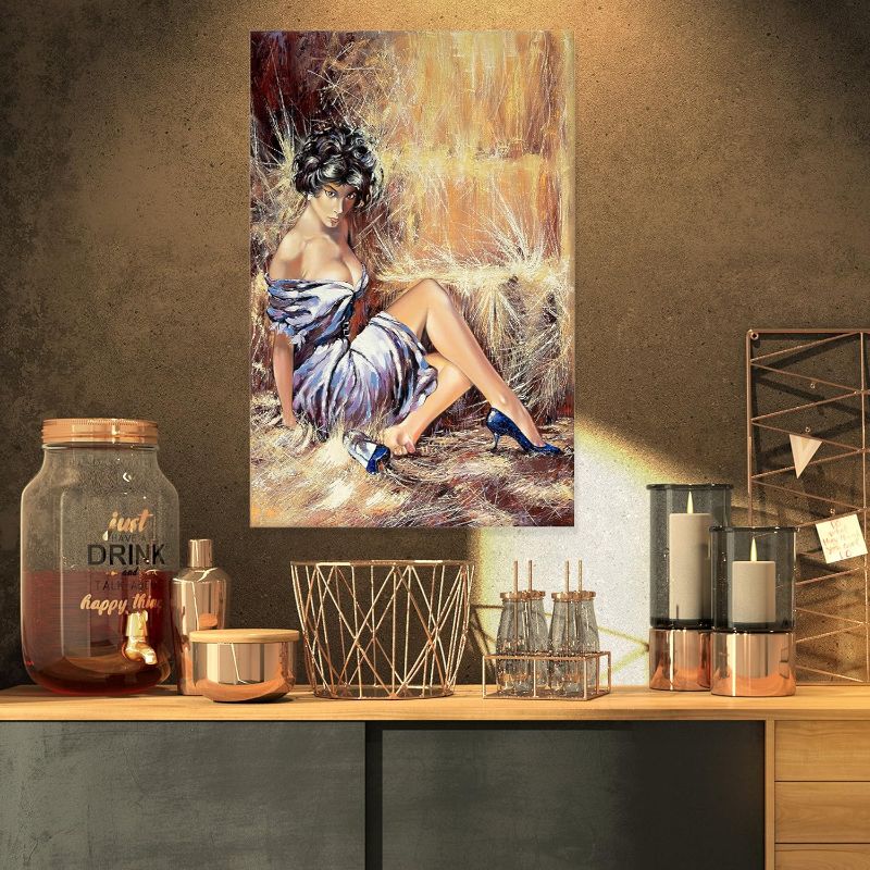 Photo 1 of Girl Setting on Floor-Portrait Canvas Art Print-16x32, 16x32, Brown
