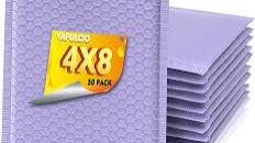 Photo 1 of Vapulcio Purple Bubble Mailers 4x8 Inch 50 Pack, Cushioning Self Sealing Padded Envelopes, Waterproof Padded Mailers, Strong Adhesive Bubble Shipping Envelopes for Jewelry- Usable Size 4x7 Inch Purple 4x8 Inch 50 Pcs