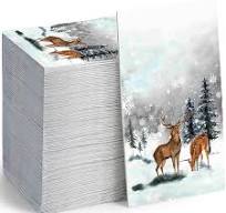 Photo 1 of 100 Pcs Christmas Napkins Disposable Christmas Guest Towels Merry Christmas Watercolor Pine Forest Elk Paper Cocktail Napkins Dinner Napkin for Winter Holiday Lunch Xmas Decor New Year Party Supplies