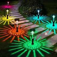 Photo 1 of 6 Pack Color Changing/Warm White Solar Path Lights - Waterproof, for Yard, Walkway, Lawn, Driveway