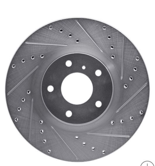 Photo 1 of Dynamic Friction 631-67052R - Drilled and Slotted Silver Zinc Brake Rotor
