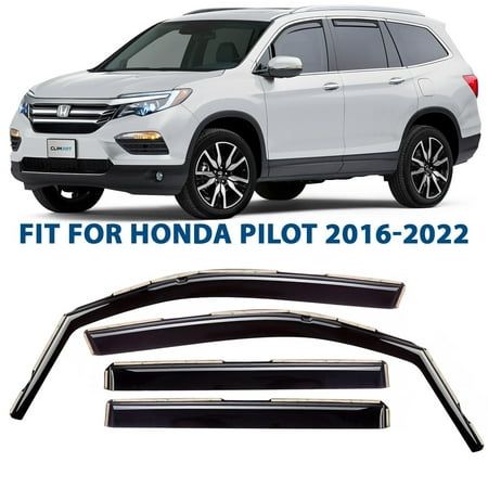 Photo 1 of CLIM ART in-Channel Incredibly Durable Rain Guards for Honda Pilot 2016-2022 Original Window Deflectors Vent Deflector Vent Window Visors Dark Smoke
