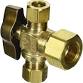 Photo 1 of 1/2 in. Nominal Compression Inlet x 3/8 in. O.D. Compression x 3/8 in. O.D. Compression Dual Outlet 1/4 Turn Ball Valve