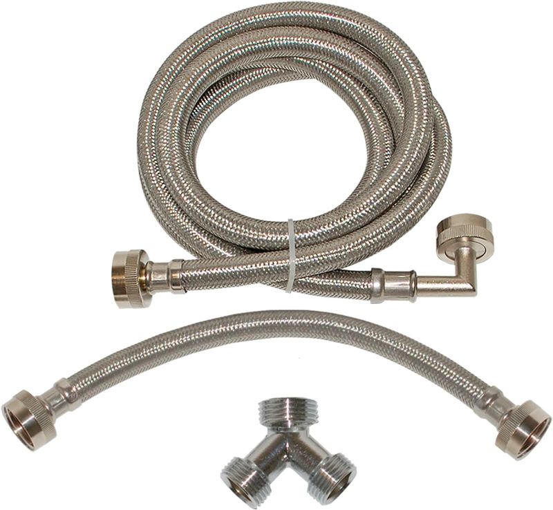 Photo 1 of 3/4 in. FHT x 3/4 in. FHT x 72 in. Braided Stainless Steam Dryer Installation Kit