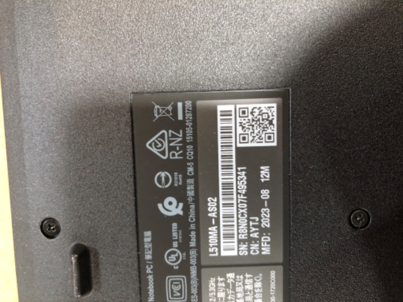 Photo 1 of ASUS Vivobook Go 15 L510 Thin & Light Laptop Computer, 15.6” FHD Display, Intel Celeron N4020 Processor, 4GB RAM, 64GB Storage, Windows 11 Home in S Mode, Star Black, L510MA-AS02
