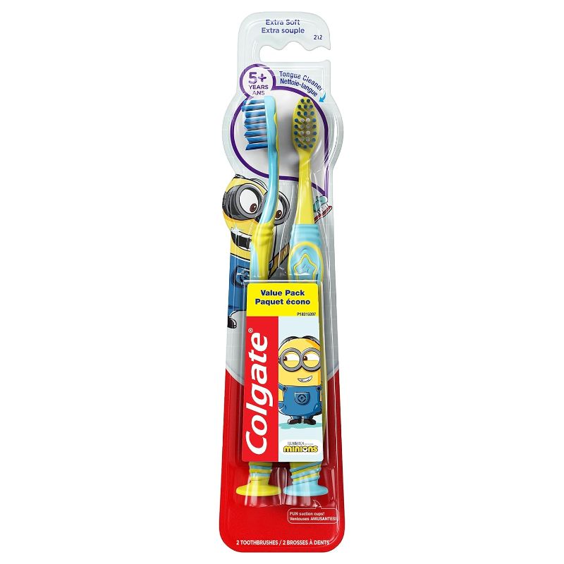 Photo 1 of 2 packs Colgate Kids , Minions, Extra Soft Toothbrush with Suction Cup, 2 Pack
