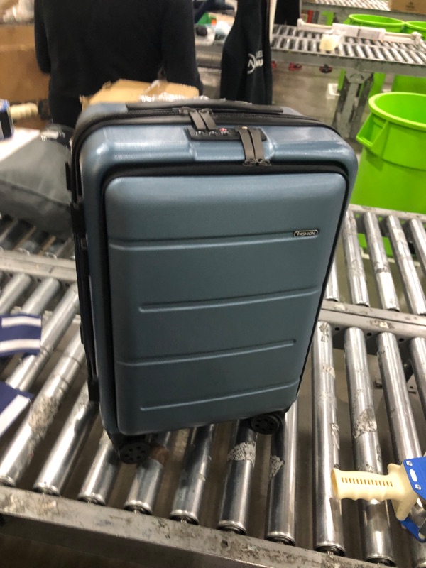 Photo 2 of YUNASAY Carry on Luggage with Front Compartment, 20” Hard Shell Suitcase with USB Port, Spinner Wheels, TSA Lock, 22x14x9 Airline Approved Rolling Luggage (Blue 20inch)