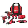 Photo 1 of ***USED - LIKELY MISSING PARTS - UNABLE TO VERIFY FUNCTIONALITY***
Milwaukee M12 12V Lithium-Ion Cordless 4-Tool Combo Kit with (2) Compact 1.5Ah Batteries and Charger