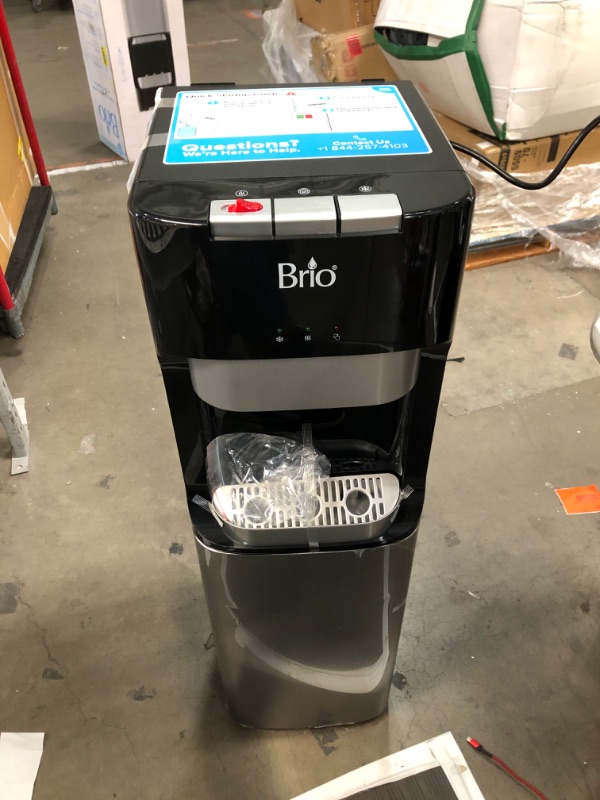 Photo 2 of Brio CLBL420V2 Bottom Loading Water Cooler Dispenser for 3 & 5 Gallon Bottles - 3 Temperatures with Hot, Room & Cold Spouts, Child Safety Lock, LED Display with Empty Bottle Alert, Stainless Steel